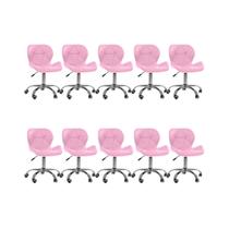 Cadeira Office Eiffel Slim Oficial Giratória - Rosa - 10