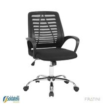 Cadeira Office Giratória Toronto PP Preta Braços Fixos - Fratini