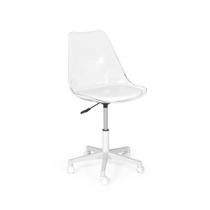Cadeira Office Leda Acrílico Transparente Base Giratória - Branco