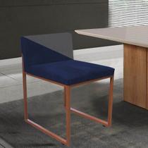 Cadeira Office Lee Duo Sala de Jantar Industrial Ferro Bronze Suede Preto e Cinza - Amey Decor