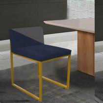 Cadeira Office Lee Duo Sala de Jantar Industrial Ferro Dourado material sintético Preto e Cinza - Amey Decor