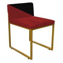 Cadeira Office Lee Duo Sala de Jantar Industrial Ferro Dourado Sintético Vermelho e Preto - Amey Decor