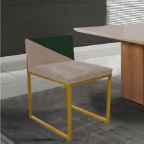 Cadeira Office Lee Duo Sala de Jantar Industrial Ferro Dourado Suede Bege e Verde Musgo - Ahz Móveis