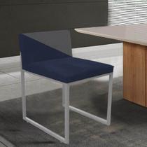 Cadeira Office Lee Duo Sala de Jantar Industrial Ferro Prata material sintético Preto e Cinza - Amey Decor