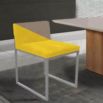 Cadeira Office Lee Duo Sala de Jantar Industrial Ferro Prata Suede Amarelo e Bege - Ahz Móveis