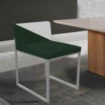 Cadeira Office Lee Duo Sala de Jantar Industrial Ferro Prata Suede Verde e Branco - Ahz Móveis