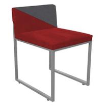 Cadeira Office Lee Duo Sala de Jantar Industrial Ferro Prata Suede Vermelho e Cinza - Ahz Móveis