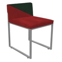 Cadeira Office Lee Duo Sala de Jantar Industrial Ferro Prata Suede Vermelho e Verde Musgo - Ahz Móveis