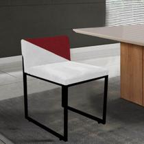 Cadeira Office Lee Duo Sala de Jantar Industrial Ferro Preto material sintético Branco e Vermelho - Ahz Móveis