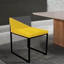 Cadeira Office Lee Duo Sala de Jantar Industrial Ferro Preto Sintético Amarelo e Cinza - Ahz Móveis