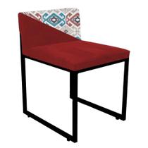 Cadeira Office Lee Duo Sala de Jantar Industrial Ferro Preto Suede Mosaico AH14 e Vermelho - Ahz Móveis