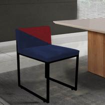 Cadeira Office Lee Duo Sala de Jantar Industrial Ferro Preto Suede Preto e Vermelho - Amey Decor