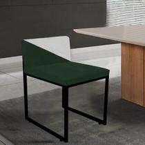 Cadeira Office Lee Duo Sala de Jantar Industrial Ferro Preto Suede Verde e Branco - Ahz Móveis