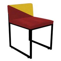 Cadeira Office Lee Duo Sala de Jantar Industrial Ferro Preto Suede Vermelho e Amarelo - Ahz Móveis