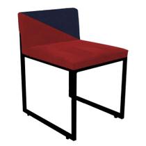 Cadeira Office Lee Duo Sala de Jantar Industrial Ferro Preto Suede Vermelho e Azul Marinho - Ahz Móveis