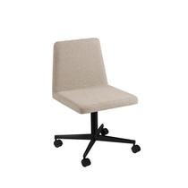 Cadeira Office Linho Bege 80x49x51 cm Base Aço Preto Daf