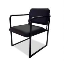 Cadeira Office Recepção Sala de Espera Clínica Base de Metal material sintético Preto