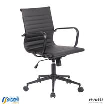 Cadeira Office Sevilha Base Preta Baixa PU Marrom Escuro ou Preto - Rivatti Cadeira Office Sevilha Base Preta Baixa PU Marrom Escuro ou Preto - Rivatti