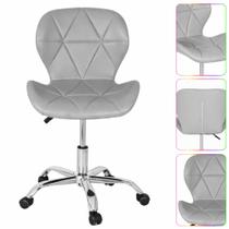 Cadeira Office Slim Eiffel Cinza Concreto Base Giratória Rodinhas Ajustável 120kg