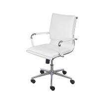 Cadeira Office Soft Baixa em Pu Branca Base Cromada Rodízio - OR DESIGN