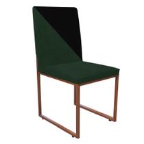 Cadeira Office Stan Duo Sala de Jantar Industrial Ferro Bronze Suede Verde e Preto - Ahz Móveis