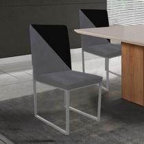 Cadeira Office Stan Duo Sala de Jantar Industrial Ferro Cinza material sintético Cinza e Cinza - Ahz Móveis