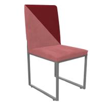 Cadeira Office Stan Duo Sala de Jantar Industrial Ferro Dourado Suede Rose e Vermelho - Ahz Móveis