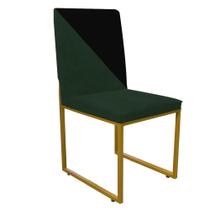 Cadeira Office Stan Duo Sala de Jantar Industrial Ferro Dourado Suede Verde e Preto - Ahz Móveis