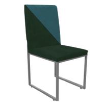 Cadeira Office Stan Duo Sala de Jantar Industrial Ferro Prata Suede Verde e Azul Turquesa - Ahz Móveis