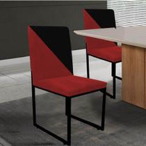 Cadeira Office Stan Duo Sala de Jantar Industrial Ferro Preto material sintético Vermelho e Preto - Amey Decor