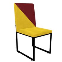 Cadeira Office Stan Duo Sala de Jantar Industrial Ferro Preto Suede Amarelo e Vermelho - Amey Decor