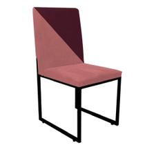 Cadeira Office Stan Duo Sala de Jantar Industrial Ferro Preto Suede Rose e Bordô - Ahz Móveis