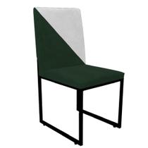 Cadeira Office Stan Duo Sala de Jantar Industrial Ferro Preto Suede Verde e Branco - Ahz Móveis