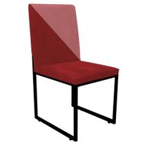 Cadeira Office Stan Duo Sala de Jantar Industrial Ferro Preto Suede Vermelho e Rose Gold - Amey Decor