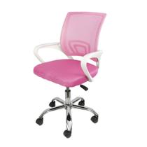 Cadeira Office Tok Baixa Rosa com Base Rodízio