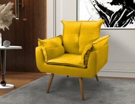 Cadeira Opala Decorativa Quarto e Sala Pés Palito Veludo Amarelo