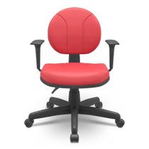 Cadeira Operativa Executiva Backplax Com Braço Couro Vermelho - Plaxmetal