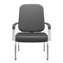 Cadeira Operativa Plus Size Fixa Couro Preto Plaxmetal