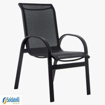 Cadeira Outdoor Lótus Estrutura Preta com Tela Sling Preta ou Mesclado - Datelli Design
