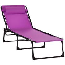 Cadeira Outsunny Folding Chaise Lounge de malha roxa reclinável