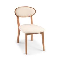 Cadeira Oval Estofada com Borda de Madeira