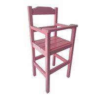 Cadeira Papinha Bebê com Trava Fixa em Madeira Maciça Rosa - i9 Cadeira Papinha Bebê com Trava Fixa em Madeira Maciça Rosa - i9