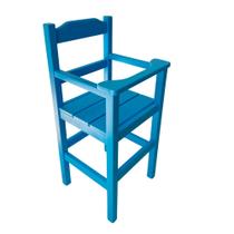 Cadeira Papinha para Bebê com Trava Fixa em Madeira Maciça Azul - i9 Cadeira Papinha para Bebê com Trava Fixa em Madeira Maciça Azul - i9