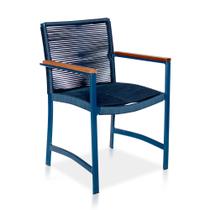 Cadeira Para Área Externa -Tramada no Vai e Vem em Corda Náutica e Braço em Madeira - Azul - Móveis Com Valor