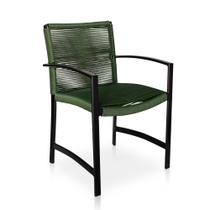 Cadeira Para Área Externa -Tramada no Vai e Vem em Corda Náutica - Preto com Verde - Móveis Com Valor