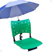 Cadeira para barco giratória prática dobrável com suporte de guarda sol verde - Riomar Equipesca