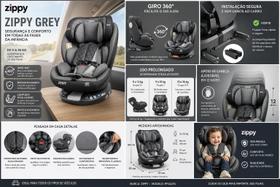 Cadeira para Carro ISOFIX 360 0 a 36kg Cinza Zippy Toys