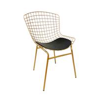 Cadeira para Cozinha Bertoia cor Dourado Fosco assento preto tubular