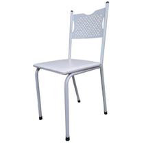 Cadeira para Cozinha MC Tubular Almofadada Estrutura Branca com Assento Branco