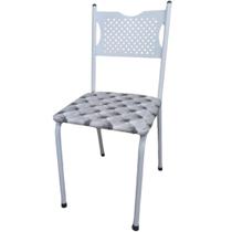 Cadeira para Cozinha MC Tubular Almofadada Estrutura Branca com Assento Captone - Medcombo